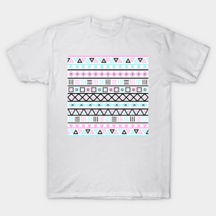 Aztec Influence BW Pink Blue T-Shirt